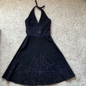 RockSteady Halloween rockabilly spiderweb halter dress